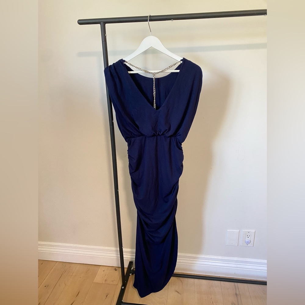 Anrabess Size M Chain Navy Dress Gold New #Lux-G
